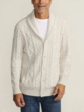 Lands’ End Tall Donegal Cable Knit Chunky Button Cardigan